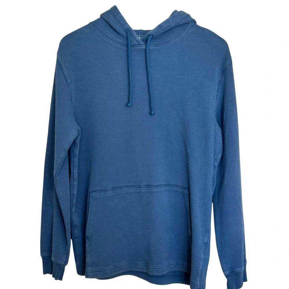 The North Face Mens Waffle Knit Pullover Hoodie Blue A7WS8 Size L